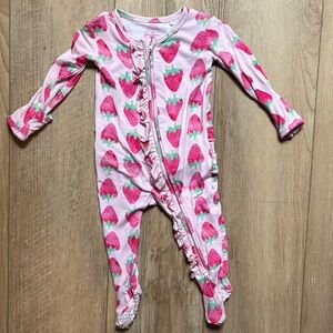 Strawberry Print Pink Kids One Piece